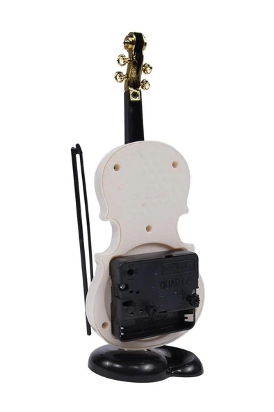 Rennes RGV-B44YN Keman Görünümlü Dekoratif Masa Saati Beyaz (25x12cm) - Resim 3