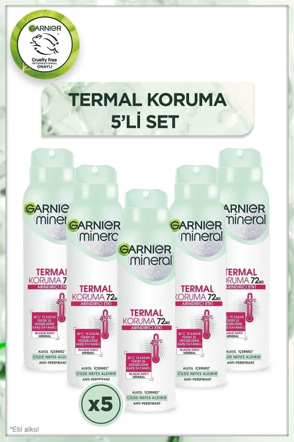 5'li Garnier Mineral Termal Koruma Sprey Deodorant Seti