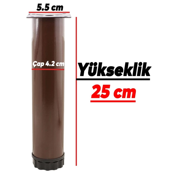 Ayarlanabilir Mobilya Kanepe Baza Koltuk Metal Destek Yükseltici Kahve Ayağı Ayakları 25 cm 4 Adet - 3