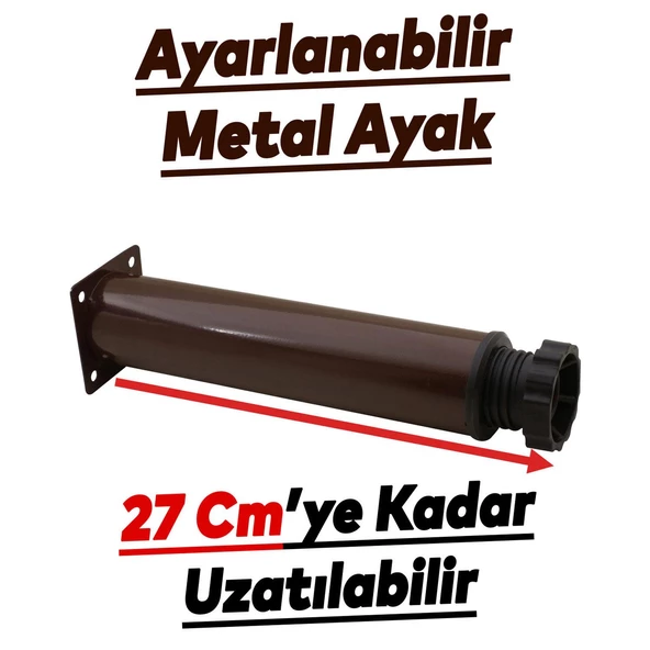 Ayarlanabilir Mobilya Kanepe Baza Koltuk Metal Destek Yükseltici Kahve Ayağı Ayakları 25 cm 4 Adet - 2