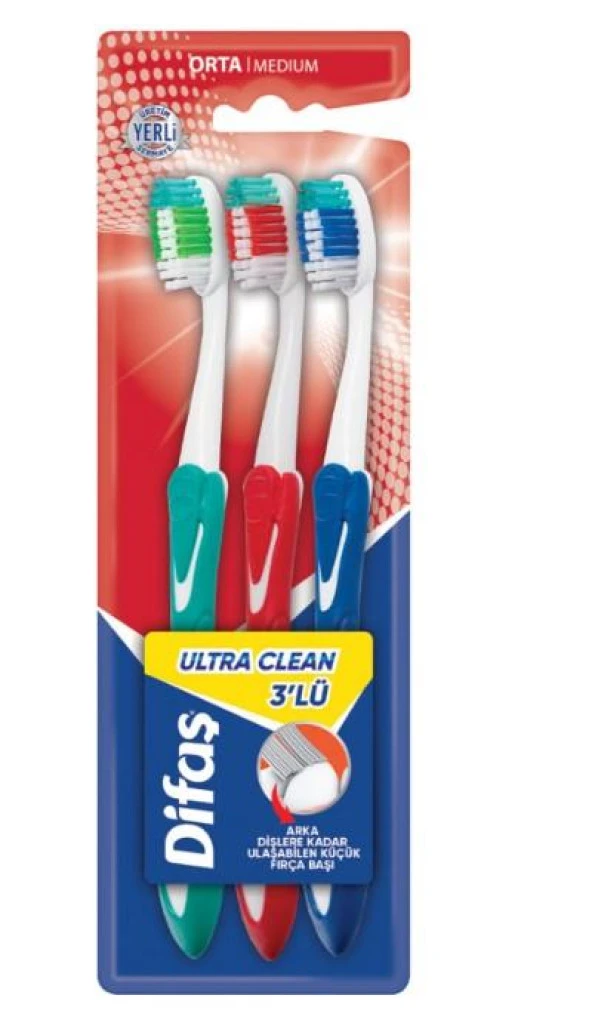 DİFAŞ ULTRA CLEAN 3'LÜ DİŞ FIRÇASI