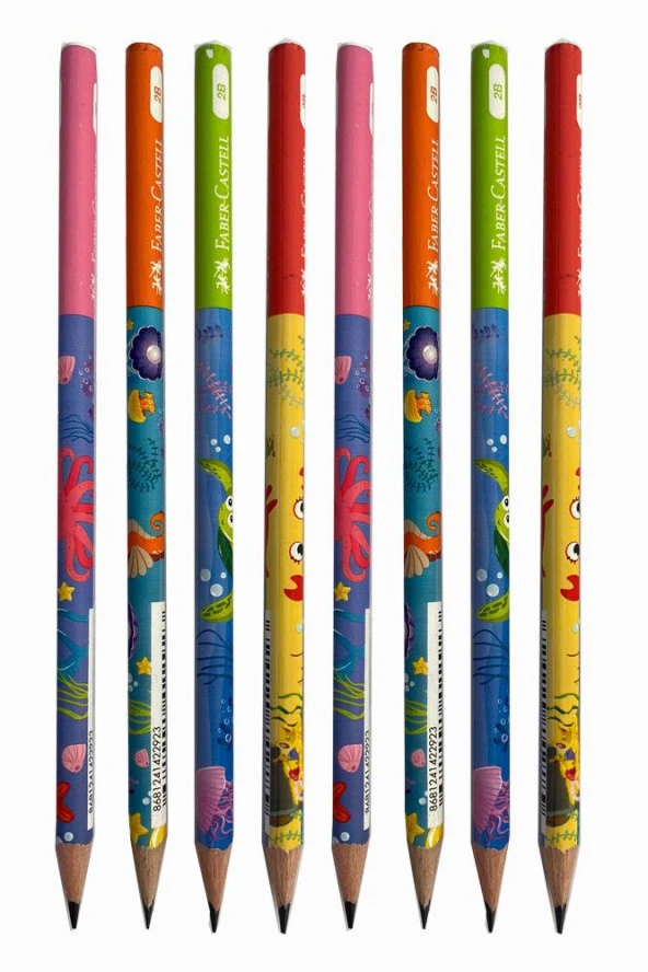 Kurşun Kalem 8 Adet Deniz Macerası 2B Siyah Kurşun Kalem Yengeç Deniz Yıldızı Ahtapot Desenli 2 B Kalem - 3