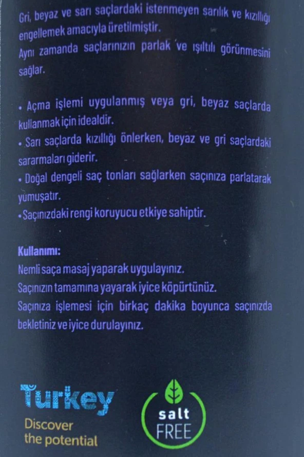 Life Professional Mor Şampuan Hair Silver Shampoo Gri-Beyaz-Platin Sarı Saçlar 1000 Ml. - 3