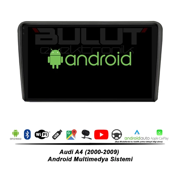 Audi A4 Android Multimedya Sistemi (2000-2009) 6 GB Ram 64 GB Hafıza 8 Çekirdek İphone CarPlay Android Auto  Navigatör Premium Series - 2
