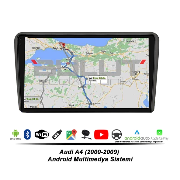 Audi A4 Android Multimedya Sistemi (2000-2009) 6 GB Ram 64 GB Hafıza 8 Çekirdek İphone CarPlay Android Auto  Navigatör Premium Series - 5
