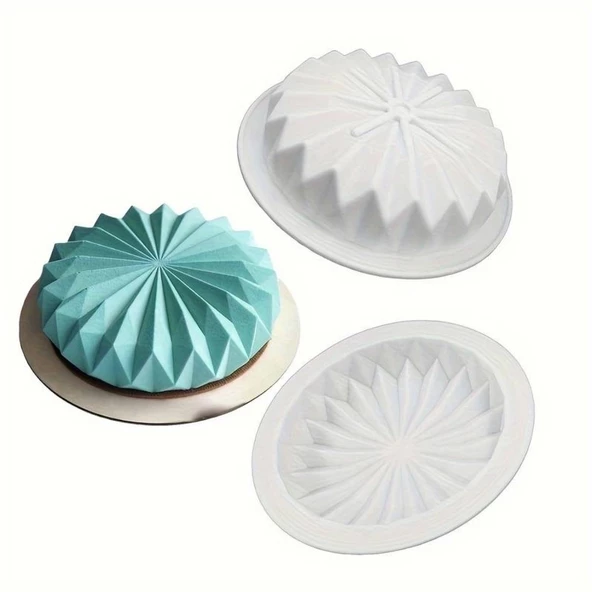 Silikon Yuvarlak Dantel Mousse Kek ve Pasta Kalıbı, Ø:15,6 Cm H: 4,5 Cm - 2