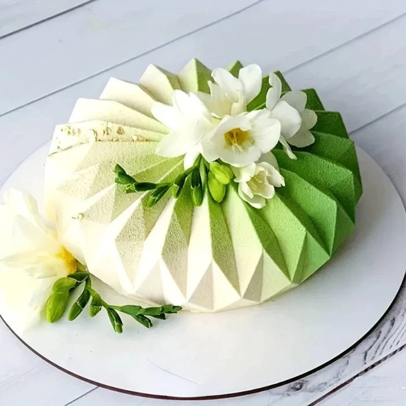 Silikon Yuvarlak Dantel Mousse Kek ve Pasta Kalıbı, Ø:15,6 Cm H: 4,5 Cm - 4