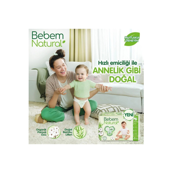 Bebem Natural Bebek Bezi 3 Beden Midi Fırsat Paketi 102 Adet - 4