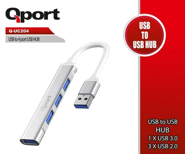 Qport Q-UC204 USB To 4 Port Metal USB Çoklayıcı Fiyatı - 2