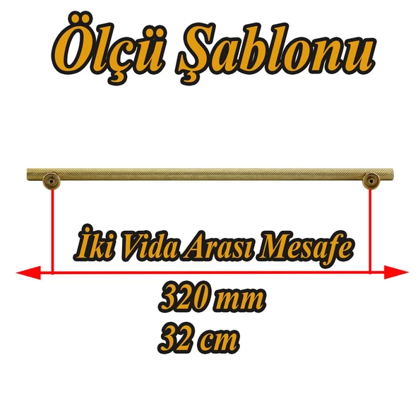 Doruk Kulp 320 mm Altın Gold Metal Mobilya Çekmece Mutfak Dolabı Dolap Kulpları Kapak Kulpu Kulbu - Resim 2