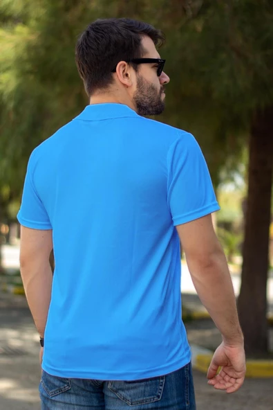 Erkek Turkuaz Petek Tam Esnek Likralı Rahat Ribana Kol Polo Yaka T-Shirt 24EPLYSNSP - 4