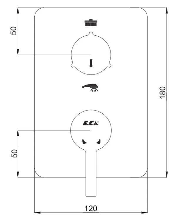 ECA Mina Ankastre Banyo Bataryası Sıva Üstü 2 Yollu 102167234H-KDE - Resim 2