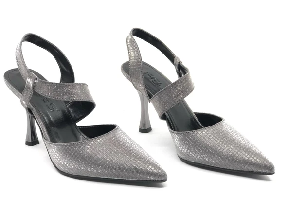 Feles Çapraz Detaylı Arkası Açık Stiletto Kadın Topuklu Ayakkabı - 10