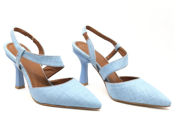 Feles Çapraz Detaylı Arkası Açık Stiletto Kadın Topuklu Ayakkabı - 9