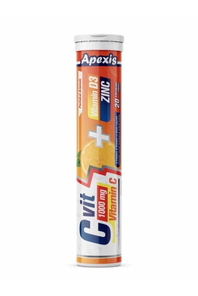 Apexis C Vit 1000 mg + D3 + Zinc 20 Efervesan Tablet - 12'li Stand - Resim 2