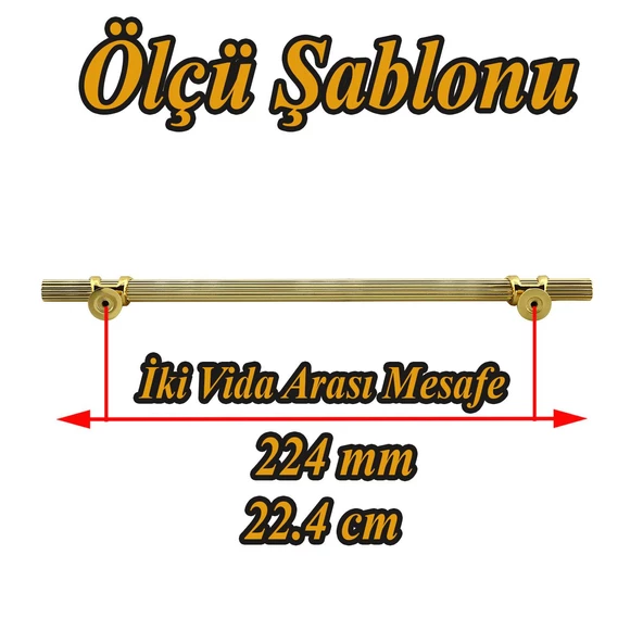 Emir Kulp Gold 224 mm - 22.4 cm Metal Mobilya Mutfak Çekmece Dolap Dolabı Kapak Kulbu Kulpu Kulpları - 2