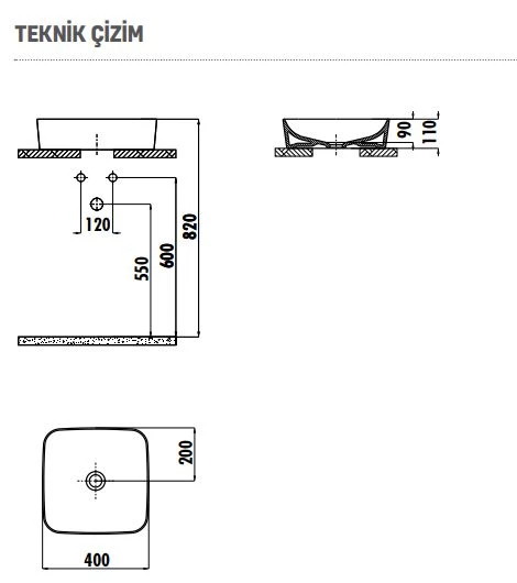 Creavit Ul040 Tezgah Üstü 40 Cm Ultra Çanak Lavabo Parlak Beyaz - 2