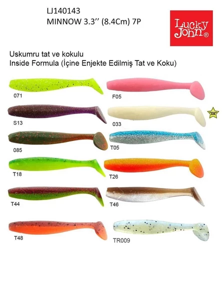 Lucky John Minnow 3.3'' 8.38cm 7 Adet Silikon Yem - Resim 2