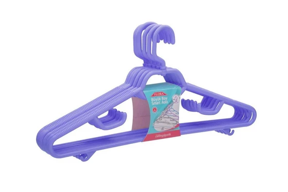 FLORA PLASTİK DÖNER BAŞLIKLI ELBİSE ASKISI 6'LI F074 - 4