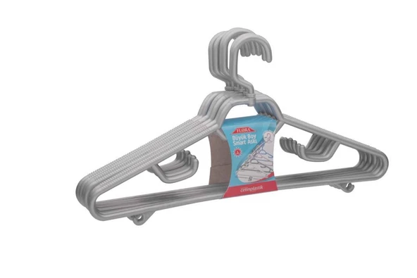 FLORA PLASTİK DÖNER BAŞLIKLI ELBİSE ASKISI 6'LI F074 - 3