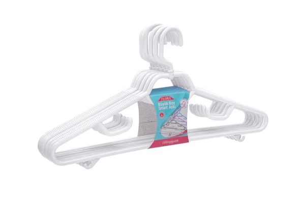 FLORA PLASTİK DÖNER BAŞLIKLI ELBİSE ASKISI 6'LI F074 - 2