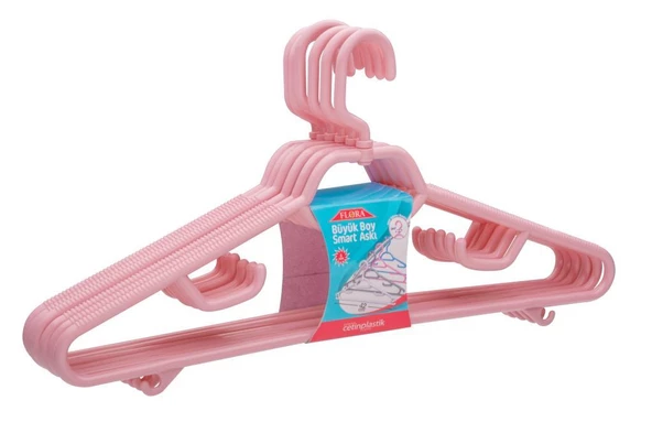 FLORA PLASTİK DÖNER BAŞLIKLI ELBİSE ASKISI 6'LI F074 - 6