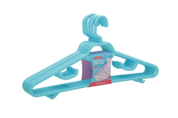 FLORA PLASTİK DÖNER BAŞLIKLI ELBİSE ASKISI 6'LI F074 - 5