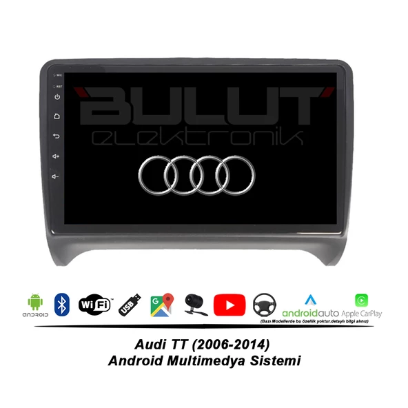 Audi TT Android Multimedya Sistemi (2006-2014) 8 GB Ram 128  GB Hafıza 8 Çekirdek İphone CarPlay Android Auto  Navigatör Premium Series