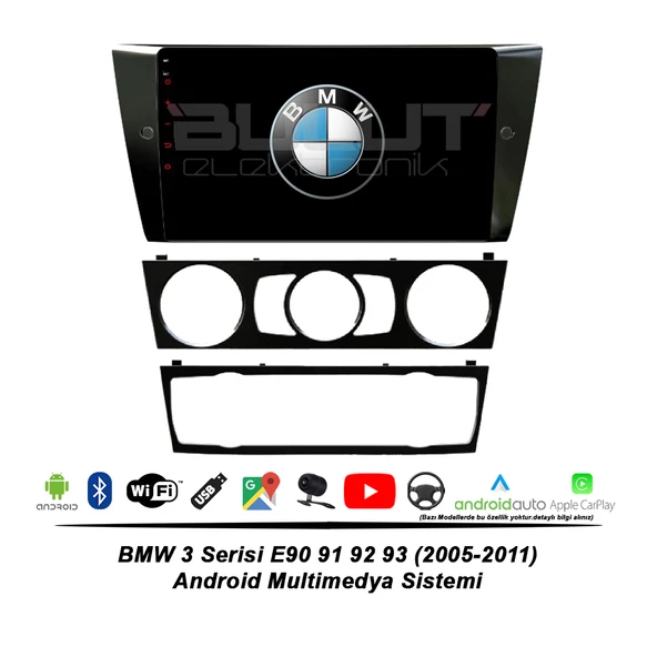 BMW 3 Serisi E90 91 92 93 Android Multimedya Sistemi (2005-2011) 2 GB Ram 32 GB Hafıza 8 Çekirdek İphone CarPlay Android Auto Pıoneer Roadstar Seri