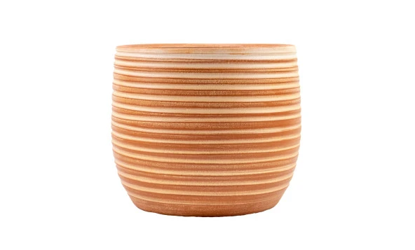 Bitki Tasarımı  Yan Çizgi Desenli Toprak Saksı Saksılık Salon Çiçeklik - 19 CM
