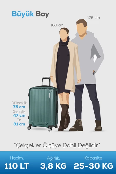 Polo&Sky Spring Model Haki Renk Büyük Boy Valiz Bavul - 7
