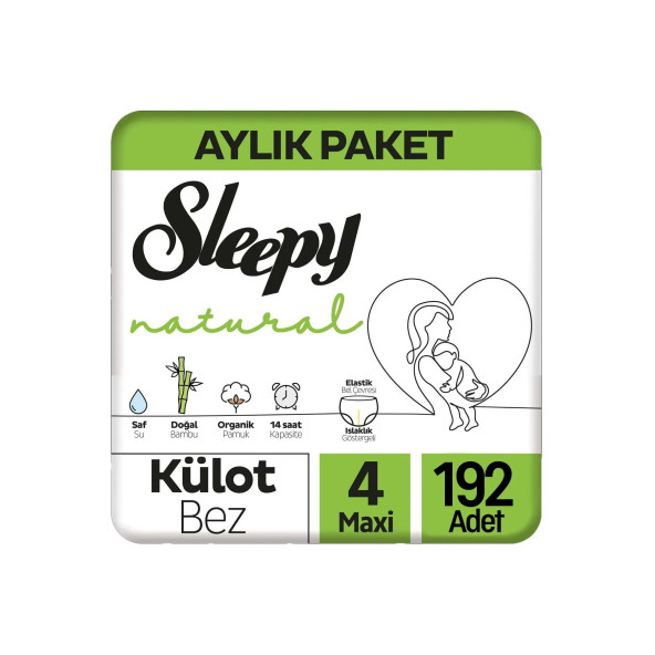 Sleepy Natural 4 Beden Külot Bebek Bezi 96x2 192 Adet