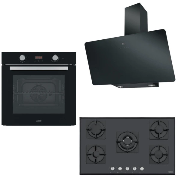 Franke Siyah Ankastre Set (FPJ 915 V BK A-FHNS 905 4G TC B-FSL 86 H BK)K C-