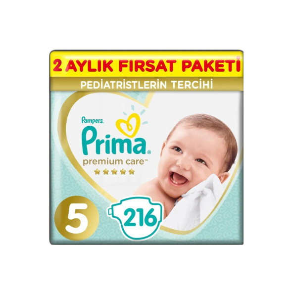 Prima Bebek Bezi Premium Care 5 Beden 108 Adet Aylık Fırsat Paketi X 2 Adet