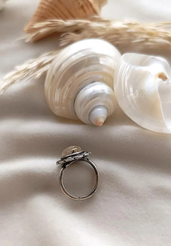 Yüzük Doğal Rutil KuvarsTaşı Ayarlanabilir Doğal Taş yüzük Kadın - 7