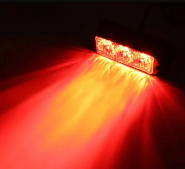 Araba Kamyon 3 Led Kırmızı Acil Flaş Uyarı Işığı 12-24V - 6