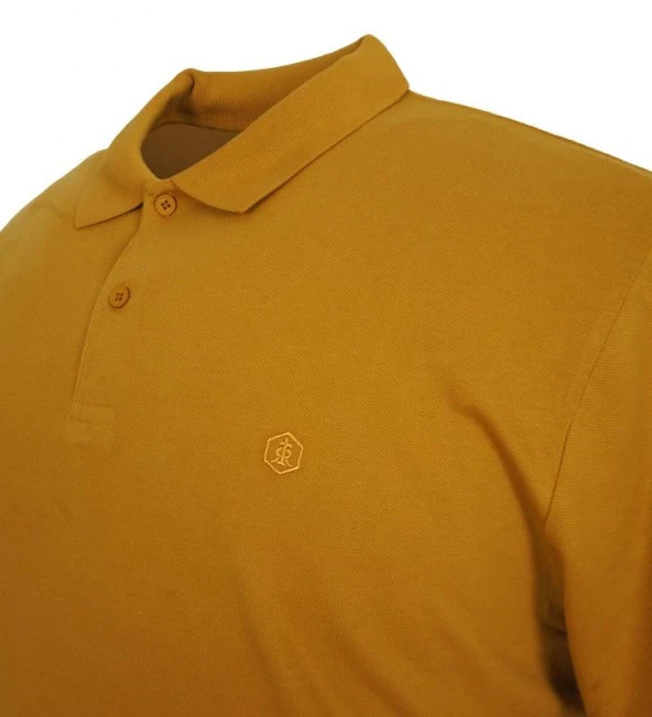 Büyük Beden Erkek Tişört Polo Yaka Likralı Süprem Safran - 3