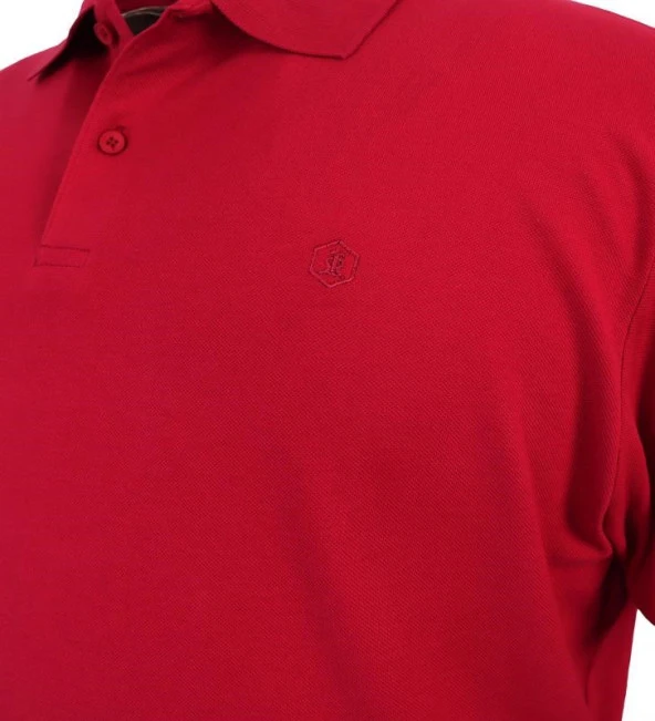 Büyük Beden Erkek Tişört Polo Yaka Düz Pike Kırmızı - 4