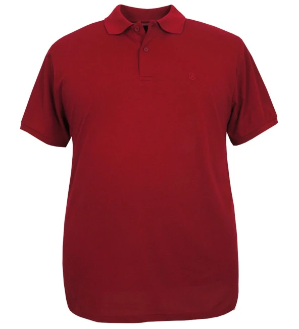 Büyük Beden Erkek Tişört Likralı Süprem Polo Yaka Bordo - 5