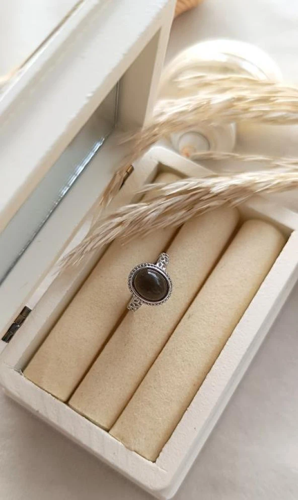 Yüzük Doğal Dumanlı Kuvars Taşı Ayarlanabilir Doğal Taş yüzük Kadın - 2