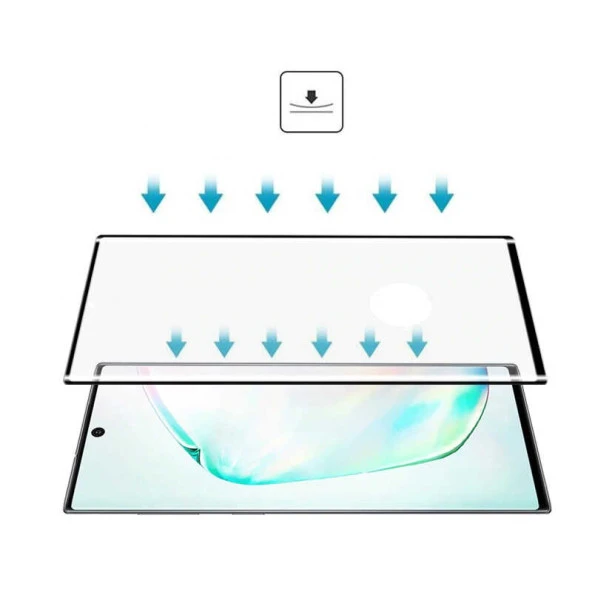 Galaxy Note 10 Plus  Kavisli Full Yapışkanlı Cam Ekran Koruyucu - Resim 4