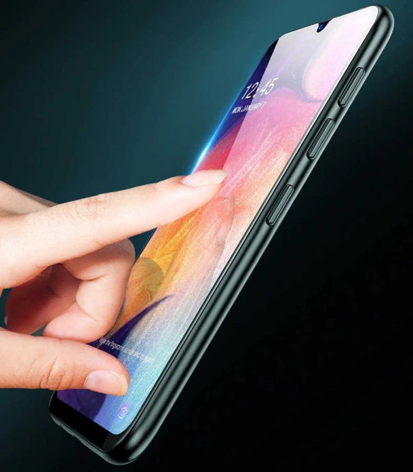 Galaxy A20S  Kenarları Kırılmaya Dayanıklı Cam Ekran Koruyucu - Resim 4