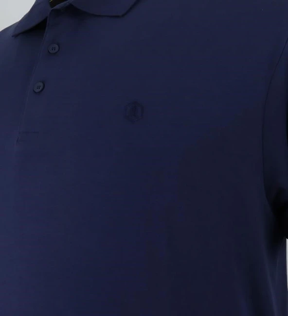 Büyük Beden Erkek Tişört Polo Yaka Düz Pike Lacivert - 4