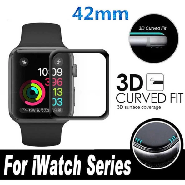 Apple Watch 38mm  Kenarları Metal Cam Ekran Koruyucu - Resim 5