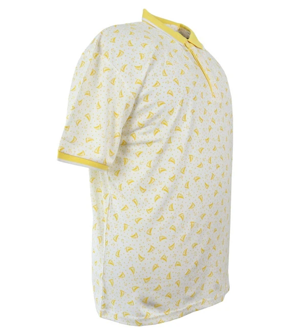 Büyük Beden Erkek T-shirt Polo Yaka-Baskılı Pike