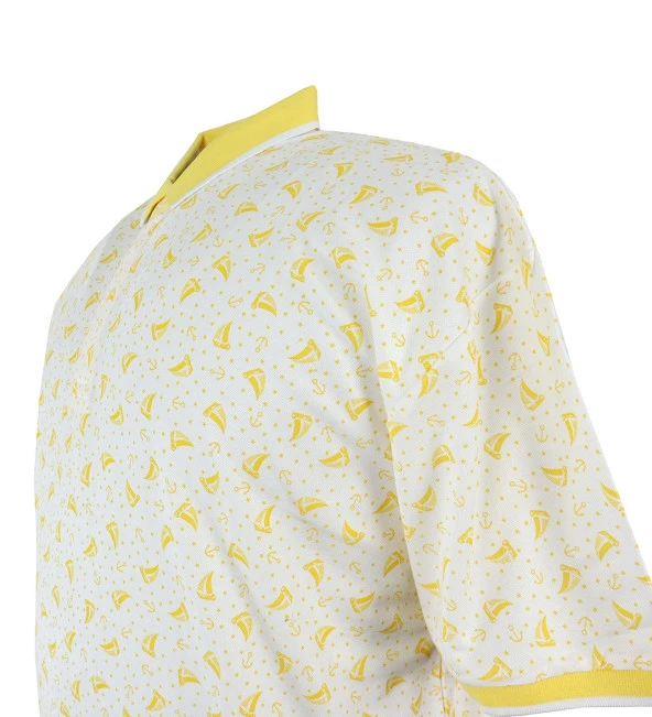 Büyük Beden Erkek T-shirt Polo Yaka-Baskılı Pike - 2