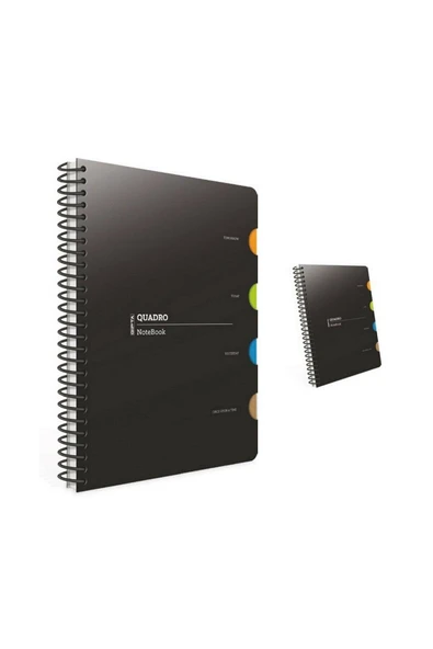 Gıpta Quadro 17x24 150 Yaprak PP Kapak Spiralli Bölmeli Defter - ÇİZGİLİ
