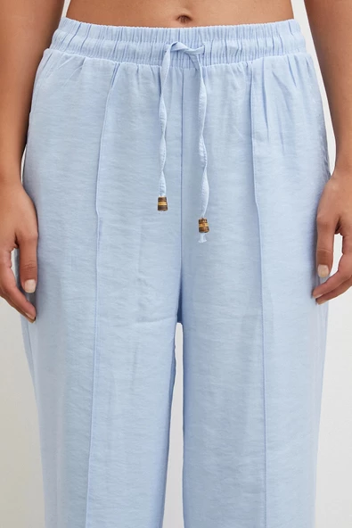 Belden Bağlamalı Pantolon Açık Mavi - Resim 4