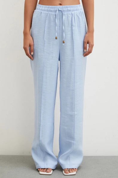 Belden Bağlamalı Pantolon Açık Mavi - Resim 3