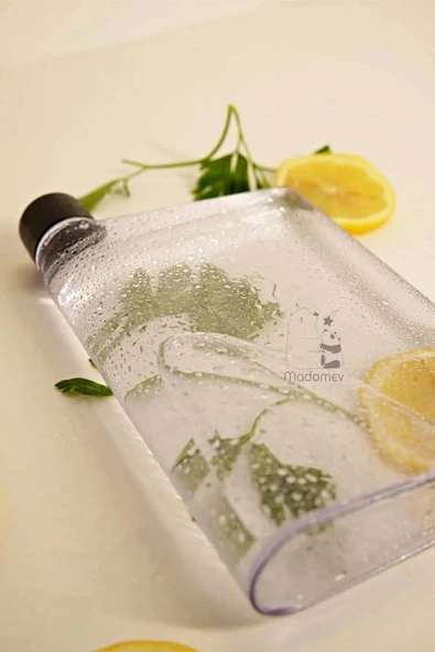 A5 Bottle Motivasyon Su Matarası Şeffaf Notebook Taşınabilir Sporcu Suluk Su Şişesi 350ml - 4